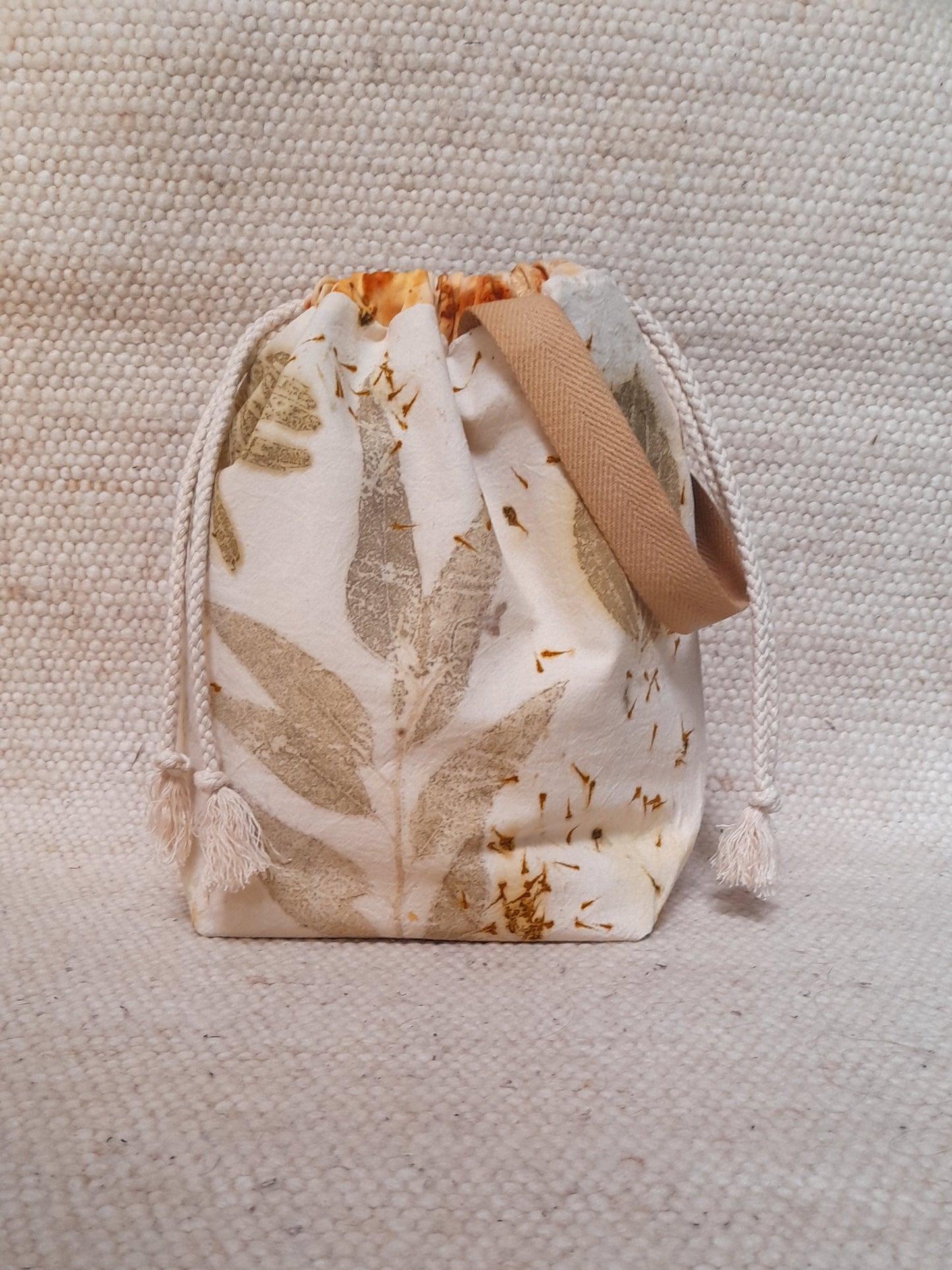 Eucalyptus in White -  Large Eco Printed Project Bag!