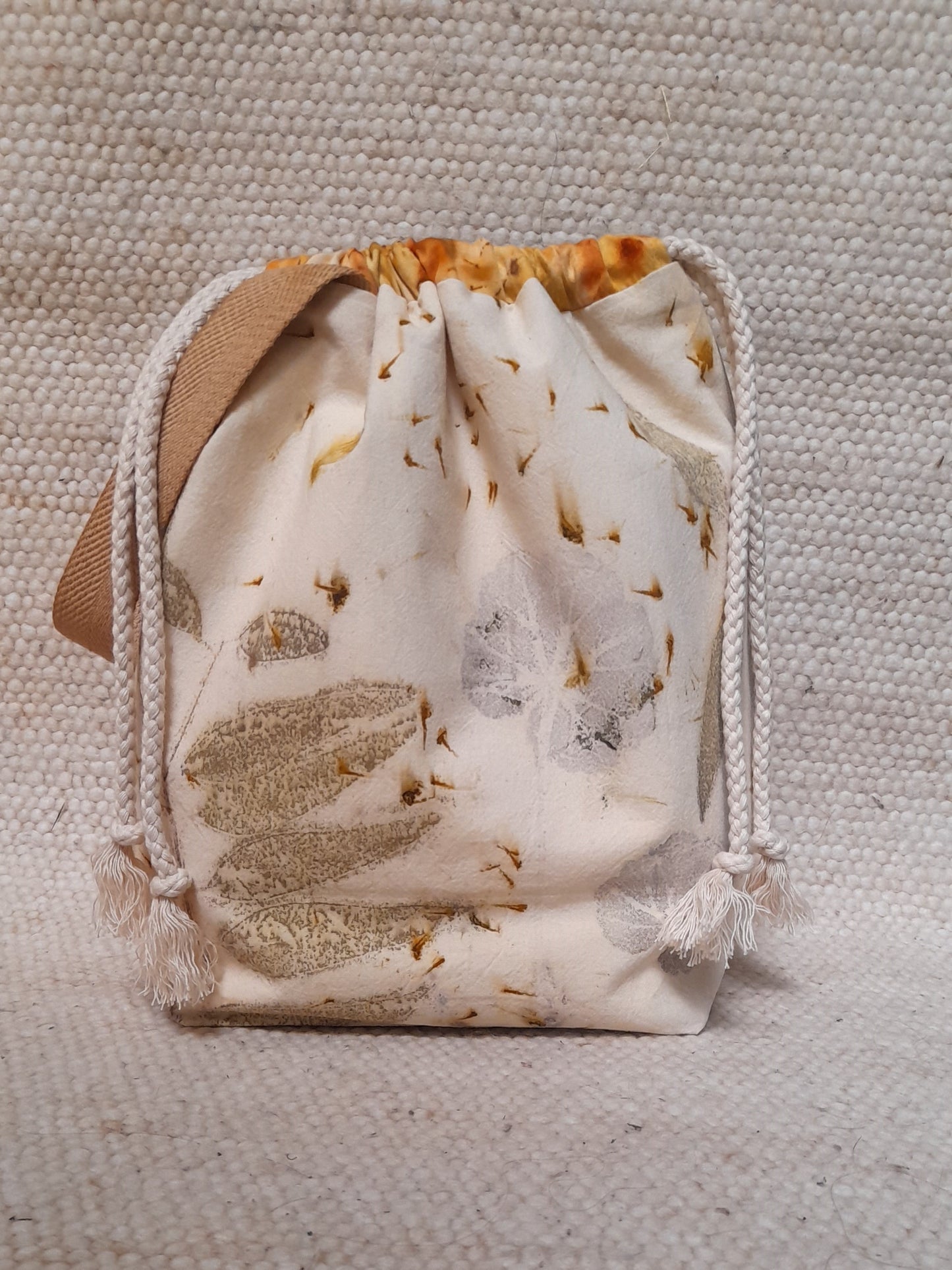 Geranium in White -  Large Eco Printed Project Bag!