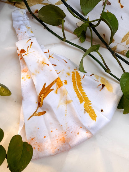 ΧΕΙΡΟΠΟΙΗΤΗ ΜΠΑΝΤΑΝΑ , ΜΕ ΒΑΜΒΑΚΕΡΟ ΥΦΑΣΜΑ, ΤΥΠΩΜΕΝΟ ΜΕ ECOPRINTING.
