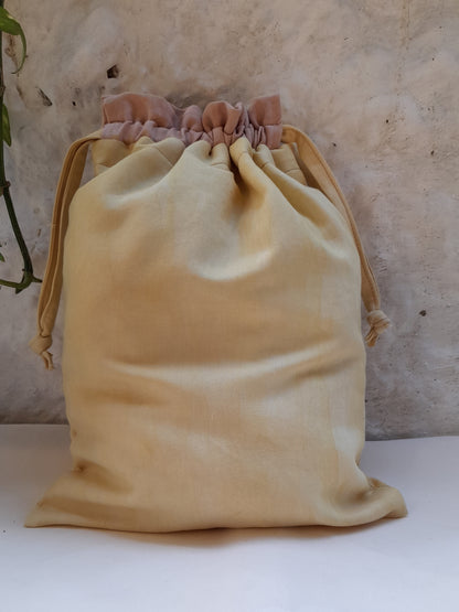 socks project bag in yellow and pink color.