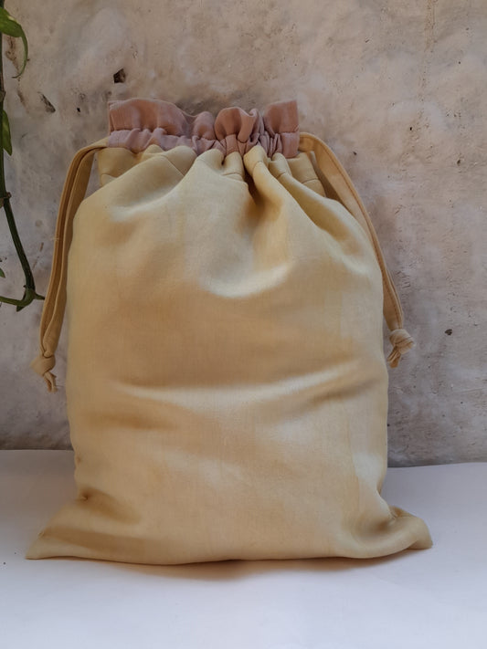 socks project bag in yellow and pink color.