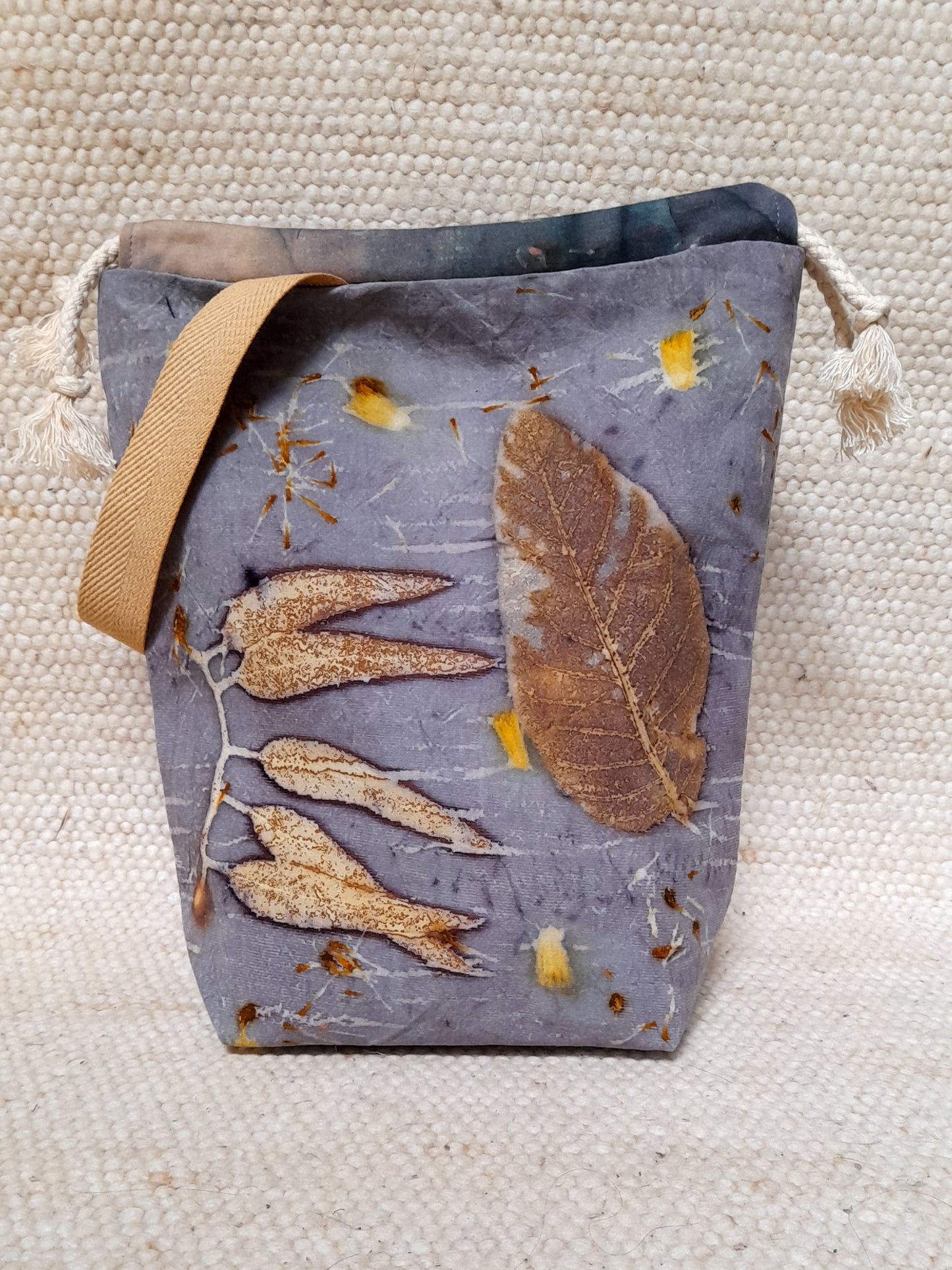 ecoprinted project bag for knitting, crochet and all your making projects