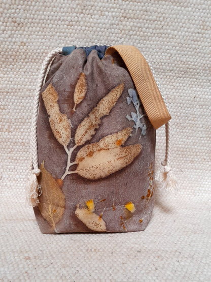 Eucalyptus in Grey - Medium Eco Printed Project Bag!