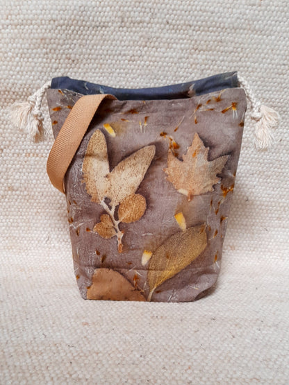 Eucalyptus in Grey - Medium Eco Printed Project Bag!