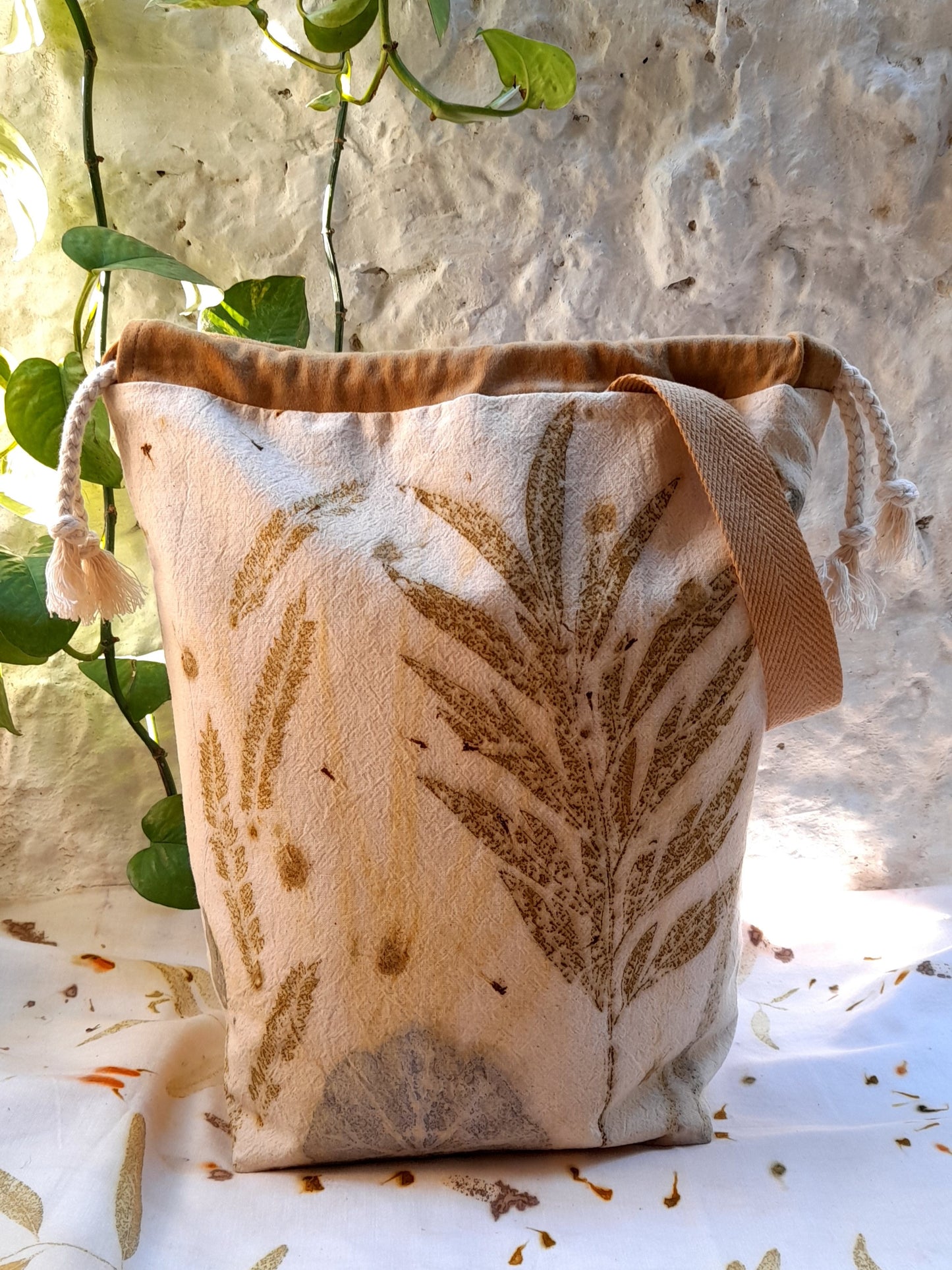Large Eco Printed Project Bag!