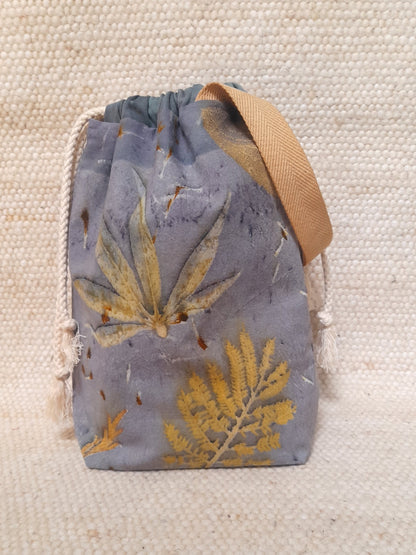 Fern in Blue - Medium Eco Printed Project Bag!