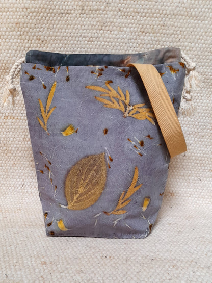 Walnut in Blue - Medium Eco Printed Project Bag!