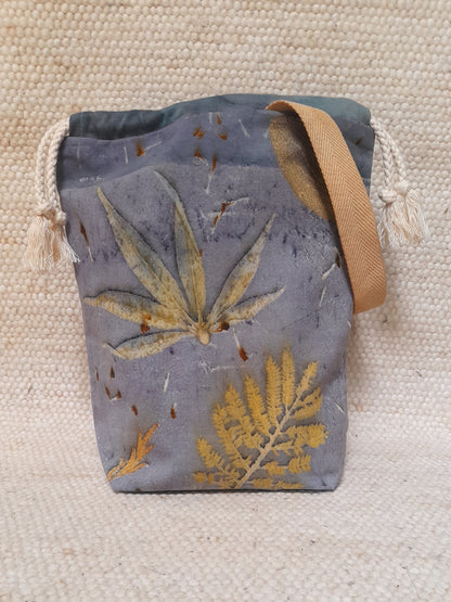 Fern in Blue - Medium Eco Printed Project Bag!